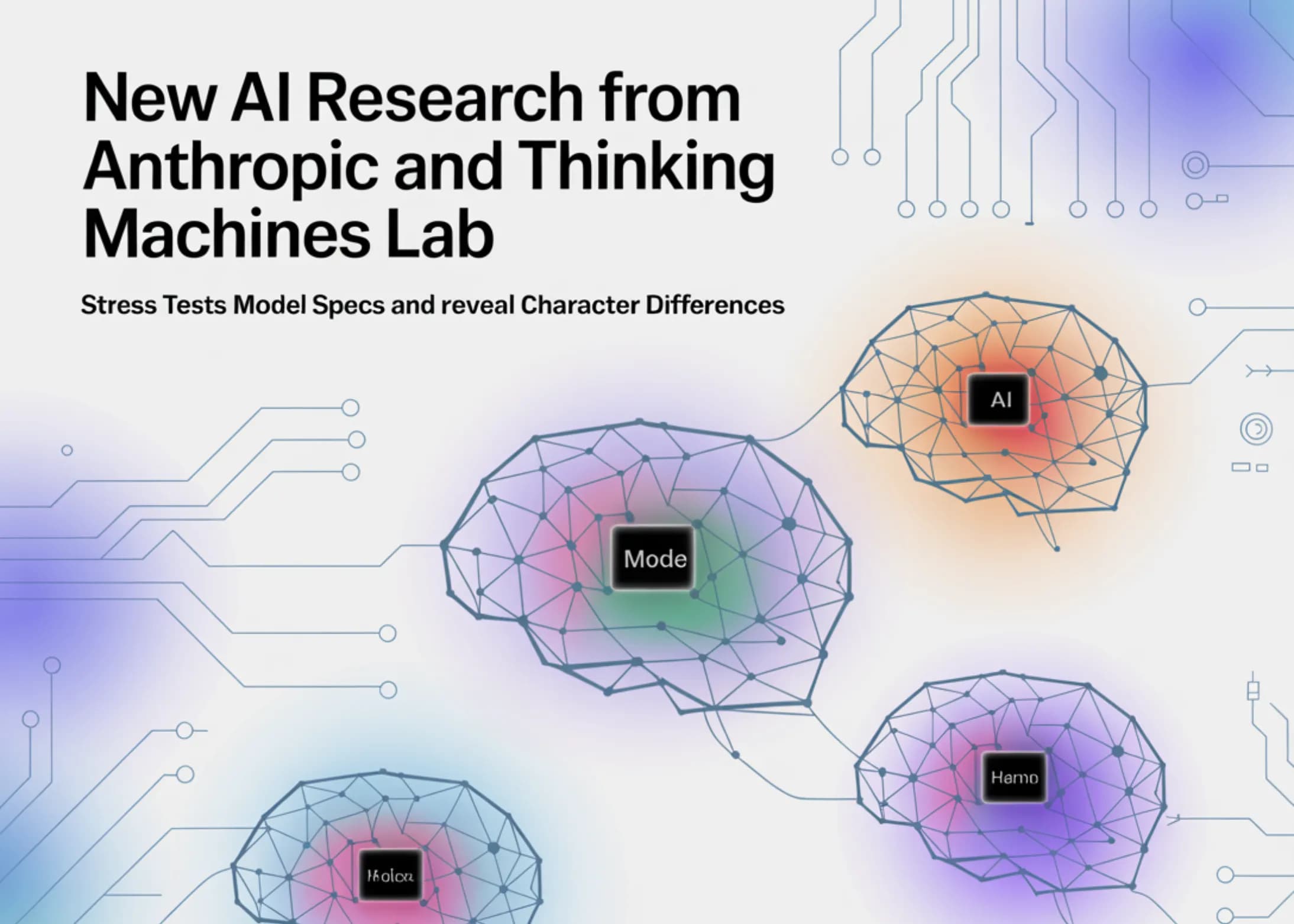 Illustration of AI model specification stress tests comparing behavioral differences across large language models.