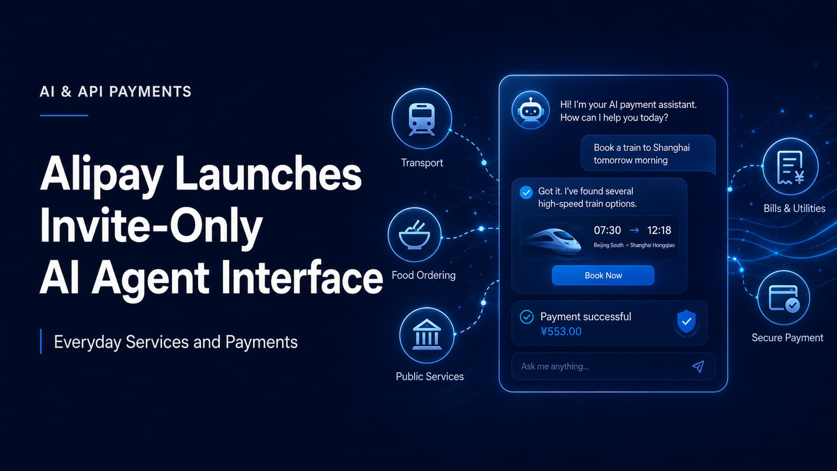 Alipay launches an invite-only AI agent interface called Ah Bao for accessing everyday services through natural-language conversations.