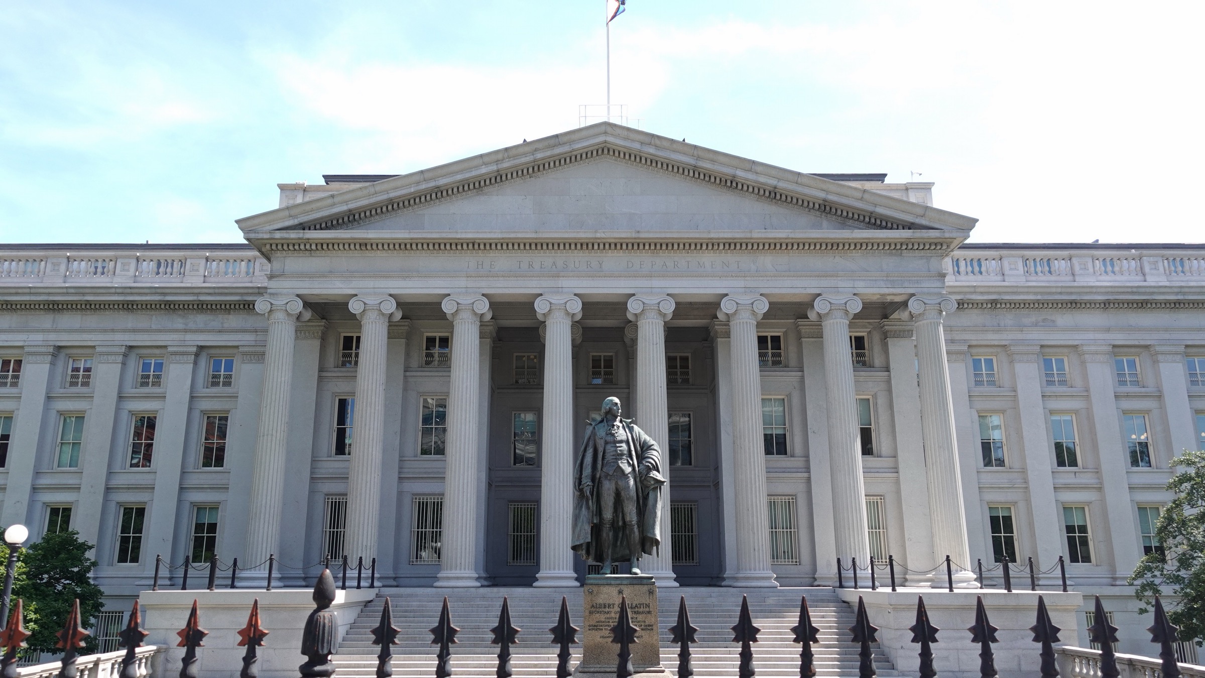 The north front of the U.S. Department of the Treasury building in Washington, D.C.