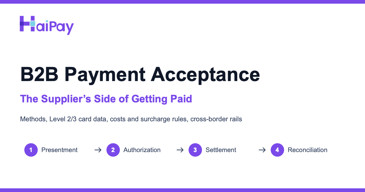 B2B payment acceptance — the supplier's side of getting paid.